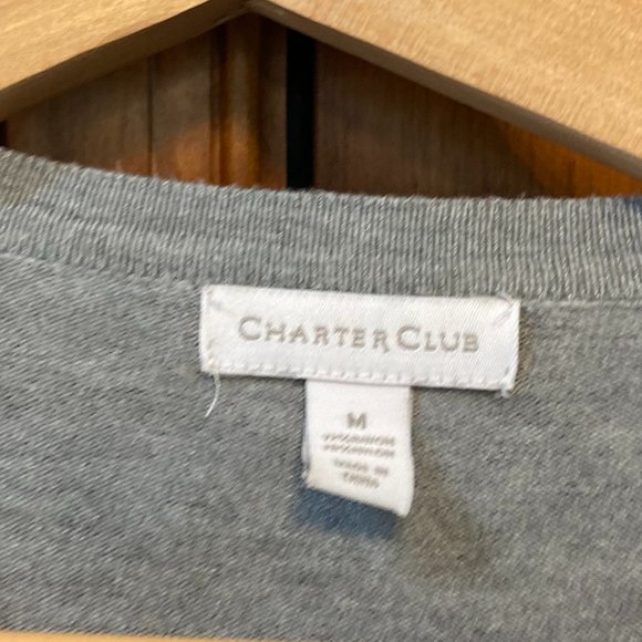 Charter Club grey and pink with sequins cardigan sweater, size M - Picture 2 of 4